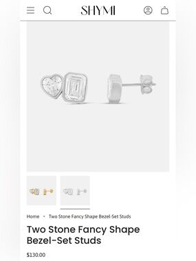 SHYMI Two Stone Fancy Shape Bezel-Set Studs in 925 Silver